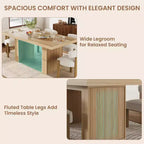 Grande table de salle à manger de 180 cm avec pieds cannelés et rangement, table de cuisine moderne en bois pour 6 à 10 personnes, meuble robuste pour salle à manger
