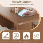 Grande table de salle à manger de 180 cm avec pieds cannelés et rangement, table de cuisine moderne en bois pour 6 à 10 personnes, meuble robuste pour salle à manger