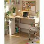 Bureau d'angle en L avec étagères de rangement à 3 niveaux, petit bureau réversible pour petits espaces, poste de travail informatique pour bureau à domicile, études et jeux