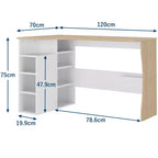 Bureau d'angle en L avec étagères de rangement à 3 niveaux, petit bureau réversible pour petits espaces, poste de travail informatique pour bureau à domicile, études et jeux