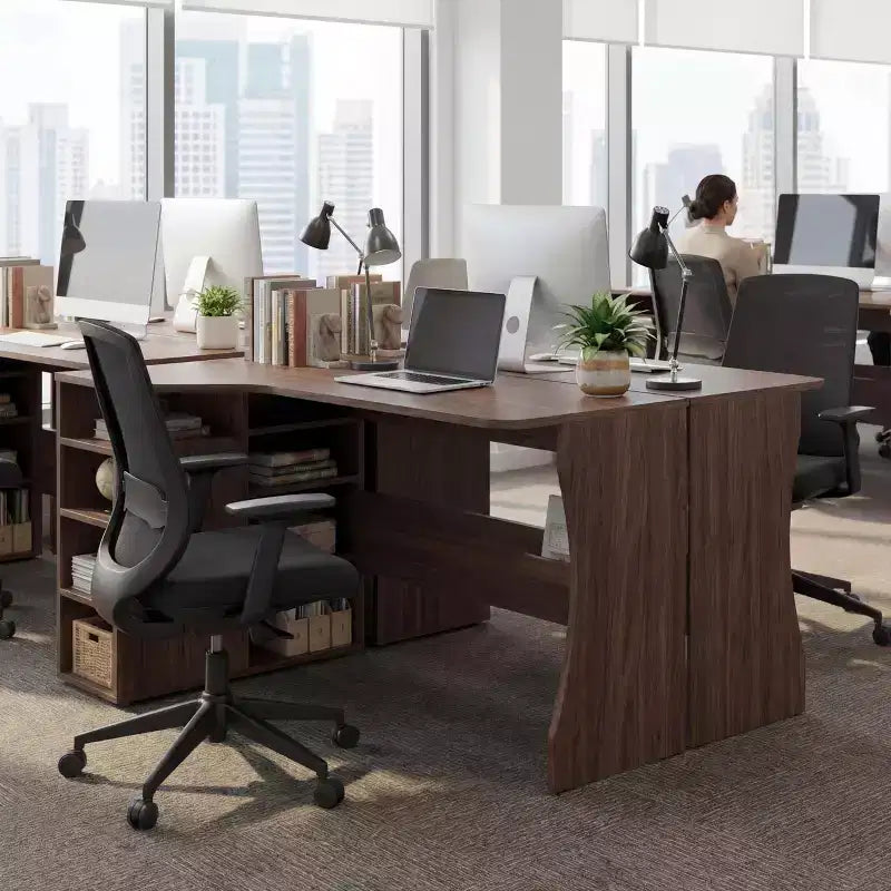 Bureau d'angle en L avec étagères de rangement à 3 niveaux, petit bureau réversible pour petits espaces, poste de travail informatique pour bureau à domicile, études et jeux