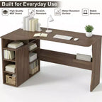 Bureau d'angle en L avec étagères de rangement à 3 niveaux, petit bureau réversible pour petits espaces, poste de travail informatique pour bureau à domicile, études et jeux