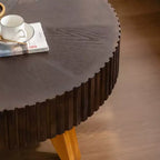 JVNOXK 35,4 Table Basse Ronde Rétro Marron, Pieds Robustes en Bois Massif Plateau en MDF pour Salon Décoration Intérieure