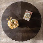JVNOXK 35,4 Table Basse Ronde Rétro Marron, Pieds Robustes en Bois Massif Plateau en MDF pour Salon Décoration Intérieure
