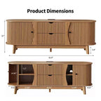 Meuble TV avec prises électriques, 2 tiroirs et 2 placards avec portes grillagées pour téléviseurs jusqu'à 70 pouces, console multimédia