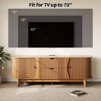 Meuble TV avec prises électriques, 2 tiroirs et 2 placards avec portes grillagées pour téléviseurs jusqu'à 70 pouces, console multimédia