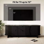 Meuble TV avec prises électriques, 2 tiroirs et 2 placards avec portes grillagées pour téléviseurs jusqu'à 70 pouces, console multimédia