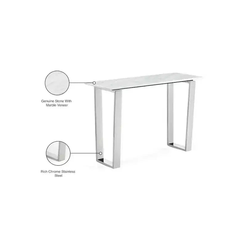 Console de table chromée Carlton de Meridian Furniture