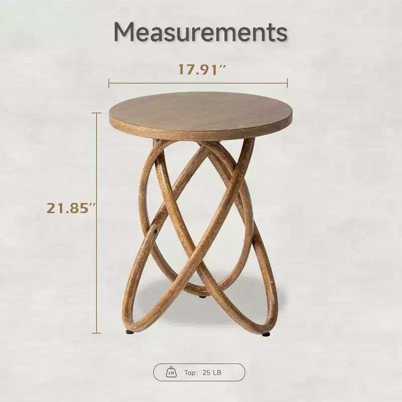 COZAYH Table d'appoint ronde avec piètement entrelacé pour salon, Noyer