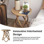 COZAYH Table d'appoint ronde avec piètement entrelacé pour salon, Noyer
