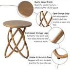 COZAYH Table d'appoint ronde avec piètement entrelacé pour salon, Noyer