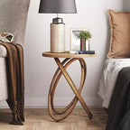 COZAYH Table d'appoint ronde avec piètement entrelacé pour salon, Noyer