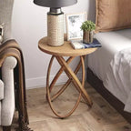 COZAYH Table d'appoint ronde avec piètement entrelacé pour salon, Noyer