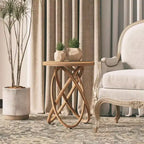 COZAYH Table d'appoint ronde avec piètement entrelacé pour salon, Noyer