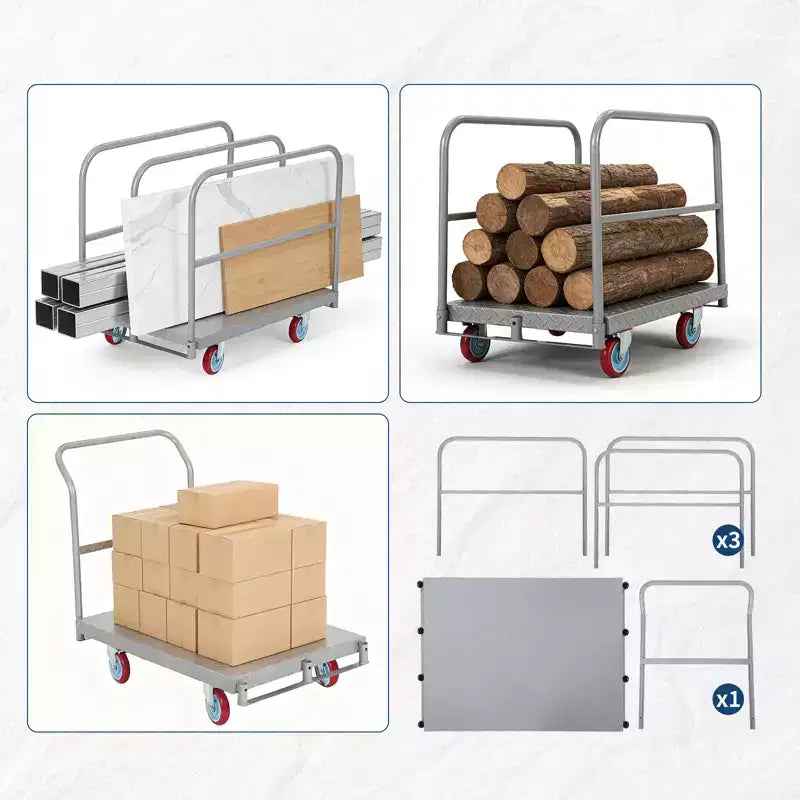 Diable pliable robuste 2500 LB Chariot plateforme convertible 2-en-1 Chariot à plateau durable pour le déplacement d'appareils électroménagers, la construction, l'utilisation en entrepôt