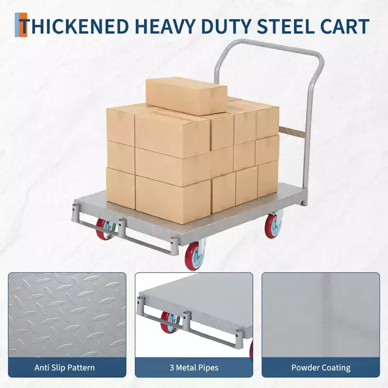 Diable pliable robuste 2500 LB Chariot plateforme convertible 2-en-1 Chariot à plateau durable pour le déplacement d'appareils électroménagers, la construction, l'utilisation en entrepôt