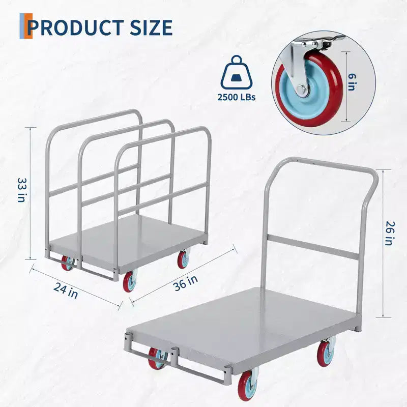 Diable pliable robuste 2500 LB Chariot plateforme convertible 2-en-1 Chariot à plateau durable pour le déplacement d'appareils électroménagers, la construction, l'utilisation en entrepôt