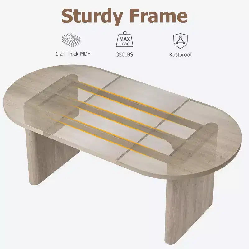 COZONY Table à manger ovale, Table de cuisine de ferme avec base en bois robuste, Grande table à manger pour cuisine, salon, bureau