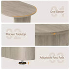 COZONY Table à manger ovale, Table de cuisine de ferme avec base en bois robuste, Grande table à manger pour cuisine, salon, bureau
