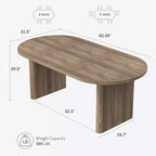 COZONY Table à manger ovale, Table de cuisine de ferme avec base en bois robuste, Grande table à manger pour cuisine, salon, bureau