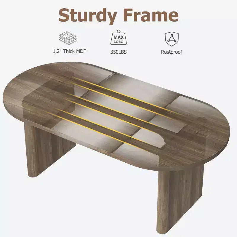 COZONY Table à manger ovale, Table de cuisine de ferme avec base en bois robuste, Grande table à manger pour cuisine, salon, bureau