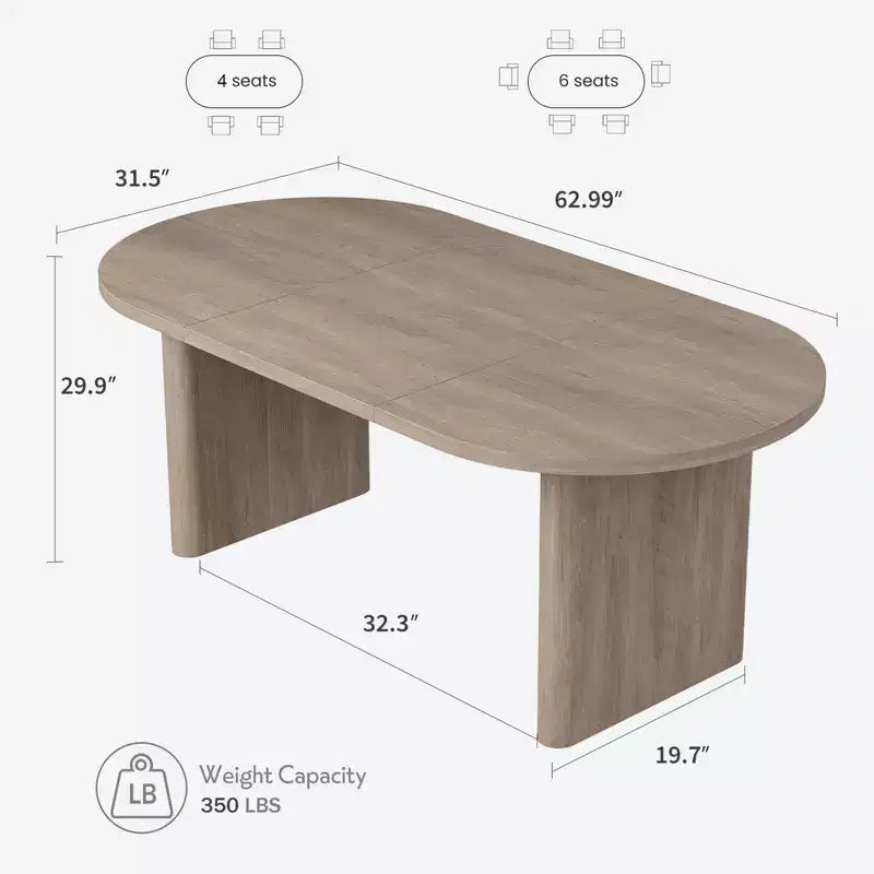 COZONY Table à manger ovale, Table de cuisine de ferme avec base en bois robuste, Grande table à manger pour cuisine, salon, bureau