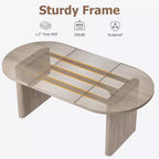 COZONY Table à manger ovale, Table de cuisine de ferme avec base en bois robuste, Grande table à manger pour cuisine, salon, bureau