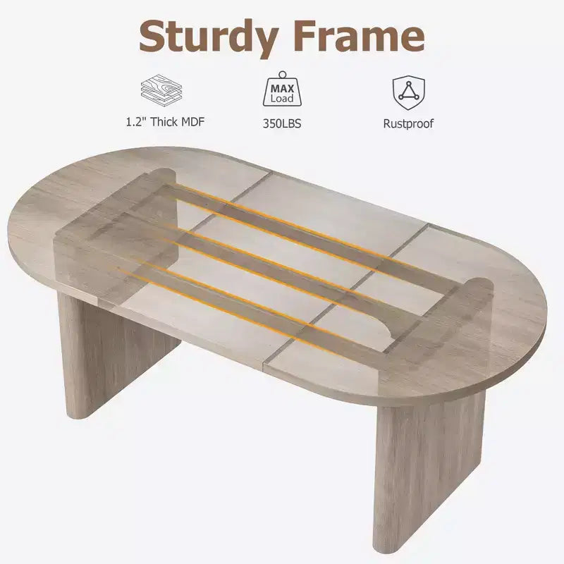COZONY Table à manger ovale, Table de cuisine de ferme avec base en bois robuste, Grande table à manger pour cuisine, salon, bureau
