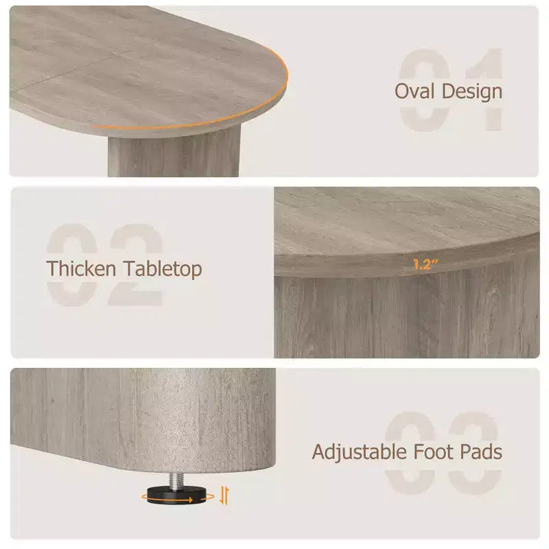 COZONY Table à manger ovale, Table de cuisine de ferme avec base en bois robuste, Grande table à manger pour cuisine, salon, bureau