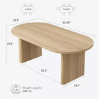 COZONY Table à manger ovale, Table de cuisine de ferme avec base en bois robuste, Grande table à manger pour cuisine, salon, bureau