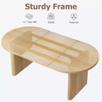COZONY Table à manger ovale, Table de cuisine de ferme avec base en bois robuste, Grande table à manger pour cuisine, salon, bureau