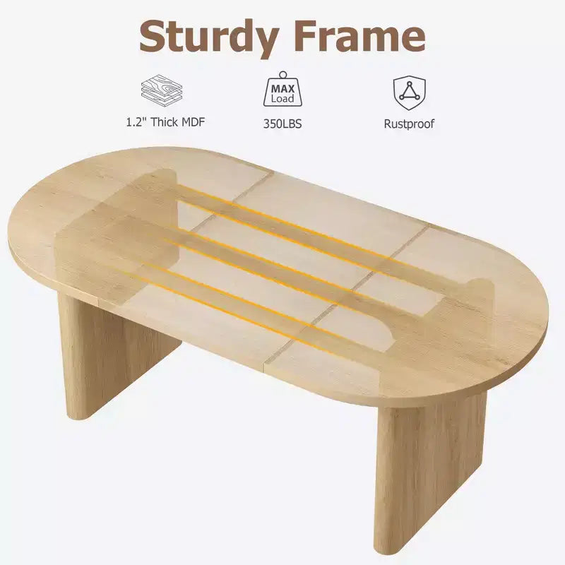 COZONY Table à manger ovale, Table de cuisine de ferme avec base en bois robuste, Grande table à manger pour cuisine, salon, bureau