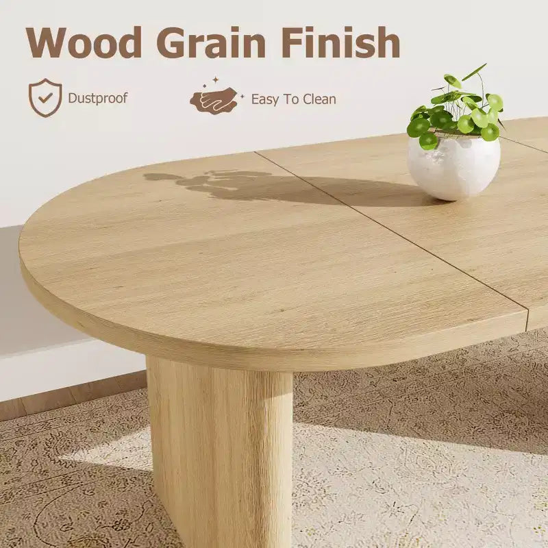 COZONY Table à manger ovale, Table de cuisine de ferme avec base en bois robuste, Grande table à manger pour cuisine, salon, bureau