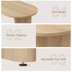 COZONY Table à manger ovale, Table de cuisine de ferme avec base en bois robuste, Grande table à manger pour cuisine, salon, bureau