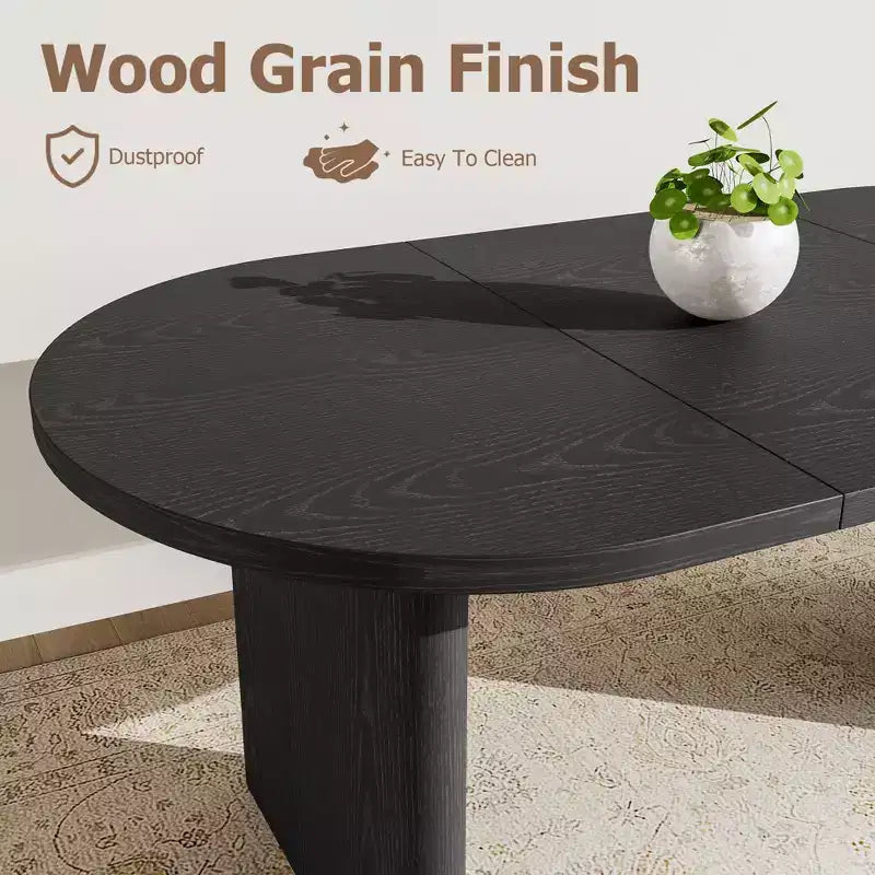 COZONY Table à manger ovale, Table de cuisine de ferme avec base en bois robuste, Grande table à manger pour cuisine, salon, bureau