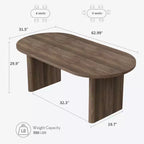 COZONY Table à manger ovale, Table de cuisine de ferme avec base en bois robuste, Grande table à manger pour cuisine, salon, bureau