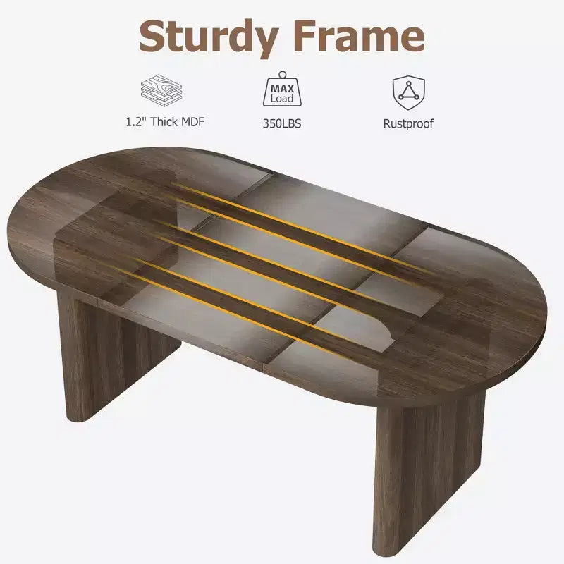 COZONY Table à manger ovale, Table de cuisine de ferme avec base en bois robuste, Grande table à manger pour cuisine, salon, bureau