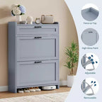 Meuble de rangement à chaussures autoportant GustoWave avec 2 tiroirs basculants pour entrée, couloir, salon