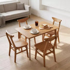 Ensemble de salle à manger 5 pièces en bois Meubles de salle à manger Table rustique en noyer et 4 chaises
