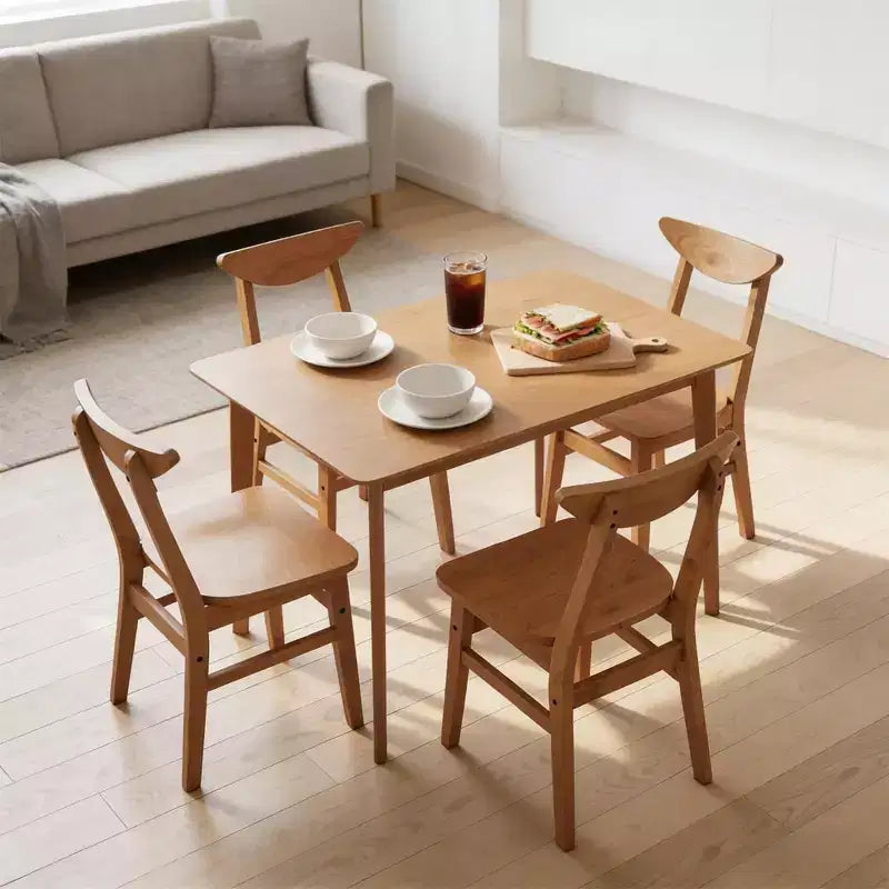 Ensemble de salle à manger 5 pièces en bois Meubles de salle à manger Table rustique en noyer et 4 chaises