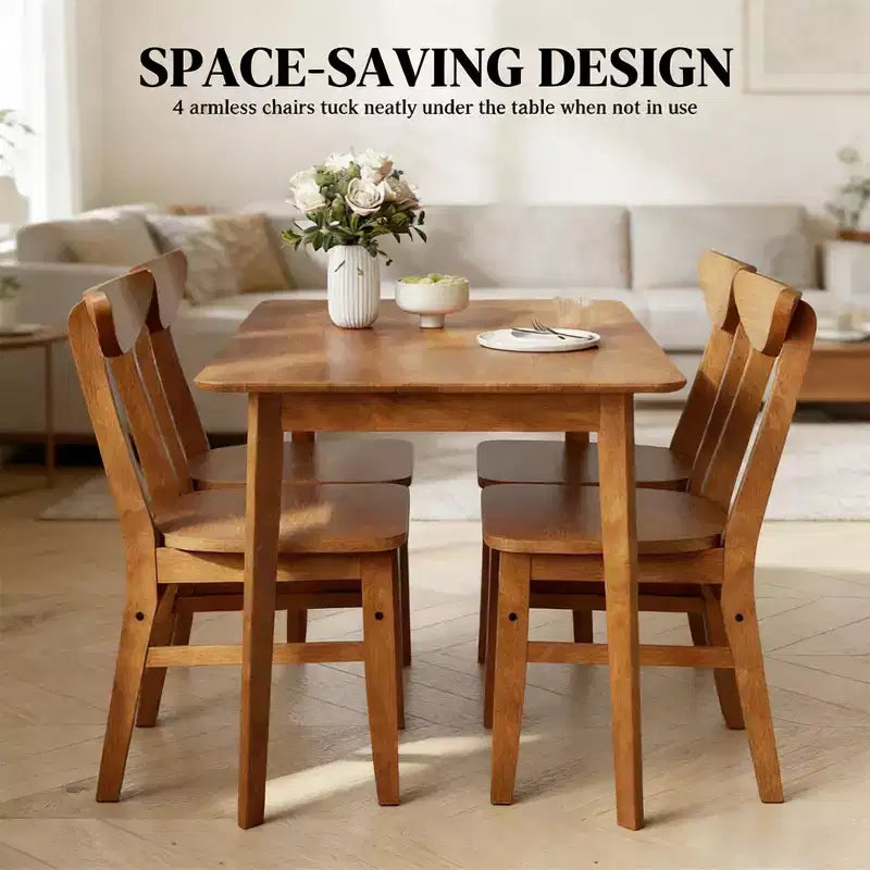 Ensemble de salle à manger 5 pièces en bois Meubles de salle à manger Table rustique en noyer et 4 chaises
