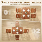Ensemble de salle à manger 5 pièces en bois Meubles de salle à manger Table rustique en noyer et 4 chaises