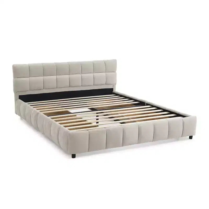 Cadre de lit rembourré avec tiroirs de rangement, taille Queen/King/California King, lit plateforme en chenille avec tête de lit et cadre solide pour chambre à coucher