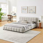 Cadre de lit rembourré avec tiroirs de rangement, taille Queen/King/California King, lit plateforme en chenille avec tête de lit et cadre solide pour chambre à coucher