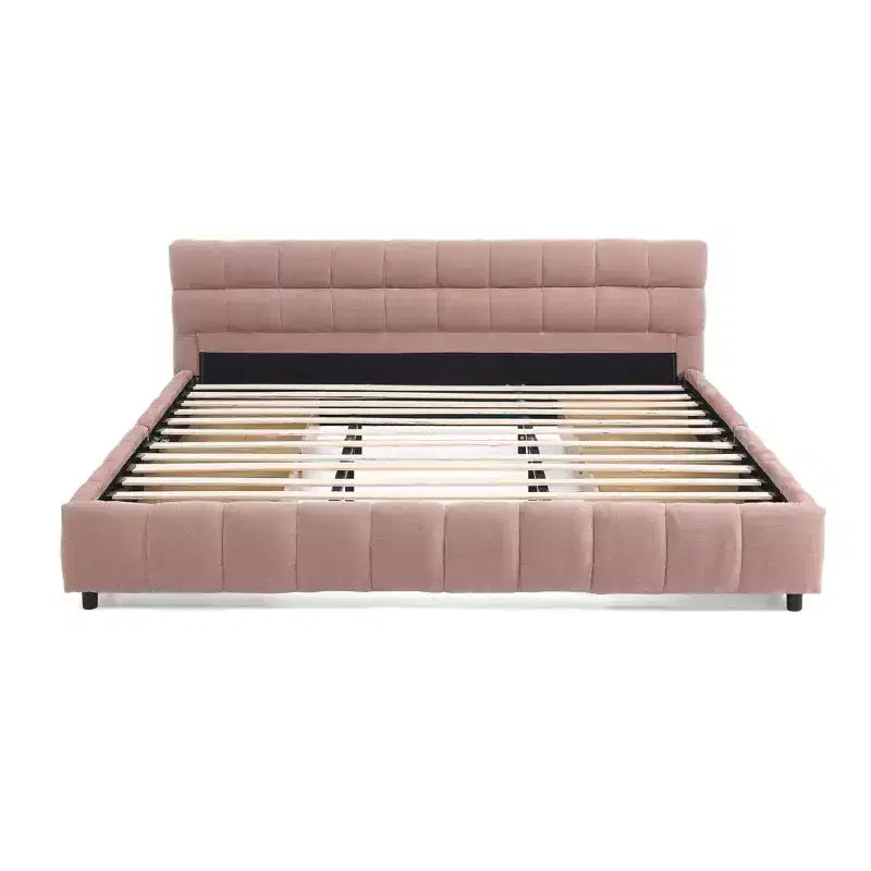 Cadre de lit rembourré avec tiroirs de rangement, taille Queen/King/California King, lit plateforme en chenille avec tête de lit et cadre solide pour chambre à coucher