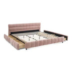 Cadre de lit rembourré avec tiroirs de rangement, taille Queen/King/California King, lit plateforme en chenille avec tête de lit et cadre solide pour chambre à coucher