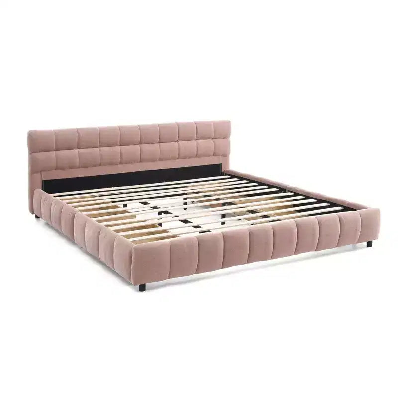 Cadre de lit rembourré avec tiroirs de rangement, taille Queen/King/California King, lit plateforme en chenille avec tête de lit et cadre solide pour chambre à coucher