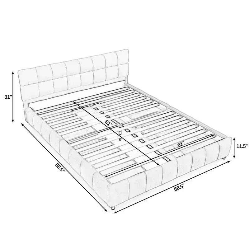 Cadre de lit rembourré avec tiroirs de rangement, taille Queen/King/California King, lit plateforme en chenille avec tête de lit et cadre solide pour chambre à coucher