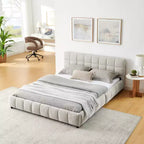 Cadre de lit rembourré avec tiroirs de rangement, taille Queen/King/California King, lit plateforme en chenille avec tête de lit et cadre solide pour chambre à coucher