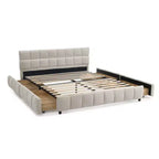 Cadre de lit rembourré avec tiroirs de rangement, taille Queen/King/California King, lit plateforme en chenille avec tête de lit et cadre solide pour chambre à coucher